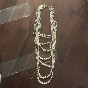 46” Beautiful Faux Peal Multi Tier Necklace.  All The Amazing 80snfeekings Rare